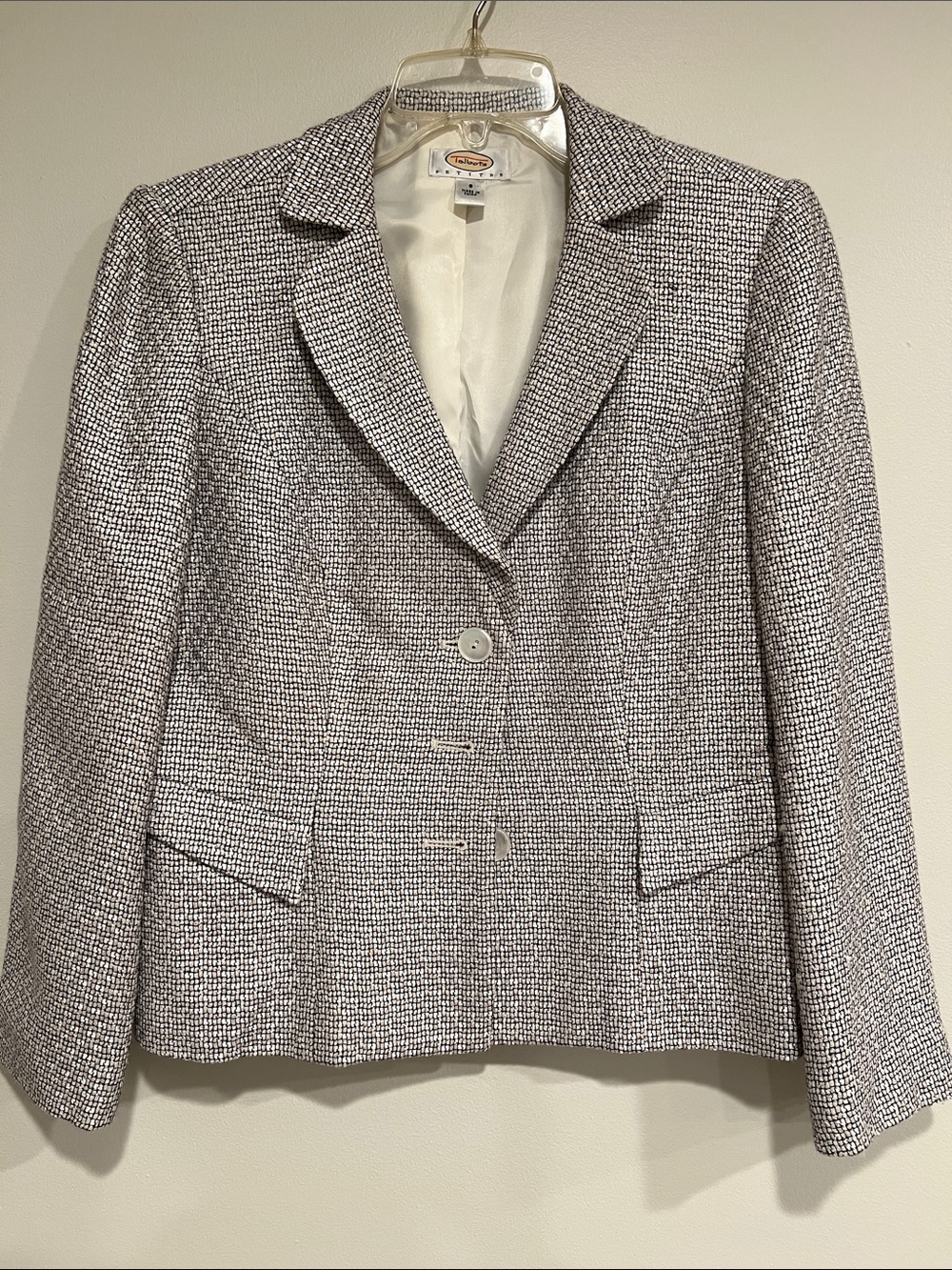 Talbots Tweed Blazer Jacket in Black and White